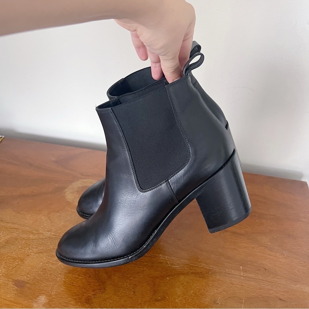 Jenni Kayne • Leather Heeled Chelsea boot ankle bootie black Nappa stacked 41 - Picture 8 of 13
